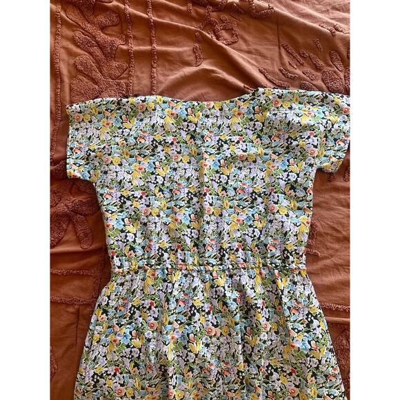 60’s Expertly Handmade Black Floral Handmade Dress Pockets Elastic Waist - Picture 4 of 8